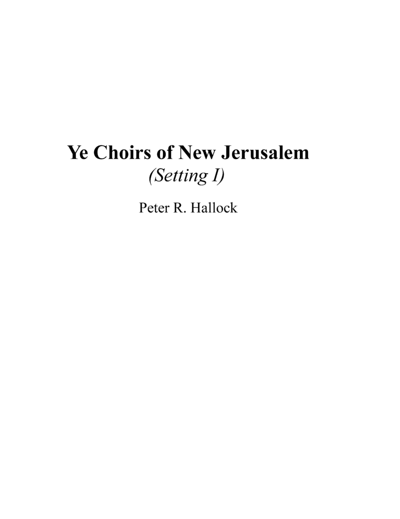 ye choirs of new jerusalem (1958)